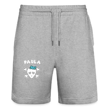 Pirate Paula Design for Girls and Women - Stanley/Stella Trainer Unisex Organic Jogging Shorts - heather grey - Front - Nik (191cm) & Marisol (170cm)