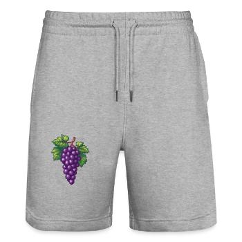 Grapes Pixel Gamer - Stanley/Stella Trainer Unisex Organic Jogging Shorts - heather grey - Front - Nik (191cm) & Marisol (170cm)