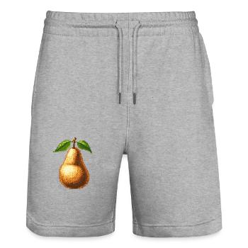 Birne Pixel Gamer - Stanley/Stella Unisex Bio Joggingshorts Trainer  - Grau meliert - Vorne - Nik (191cm) & Marisol (170cm)