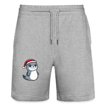 Robbe Tier Weihnachten Niedlich - Stanley/Stella Unisex Bio Joggingshorts Trainer  - Grau meliert - Vorne - Nik (191cm) & Marisol (170cm)