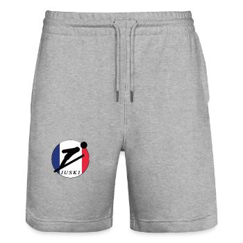 JUSKI - Short de jogging bio TRAINER Stanley/Stella unisexe - gris chiné - Devant - Nik (191cm) & Marisol (170cm)
