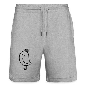 Spatz mit Krone – Niedlicher Vogel Cartoon Motiv - Stanley/Stella Unisex Bio Joggingshorts Trainer  - Grau meliert - Vorne - Nik (191cm) & Marisol (170cm)