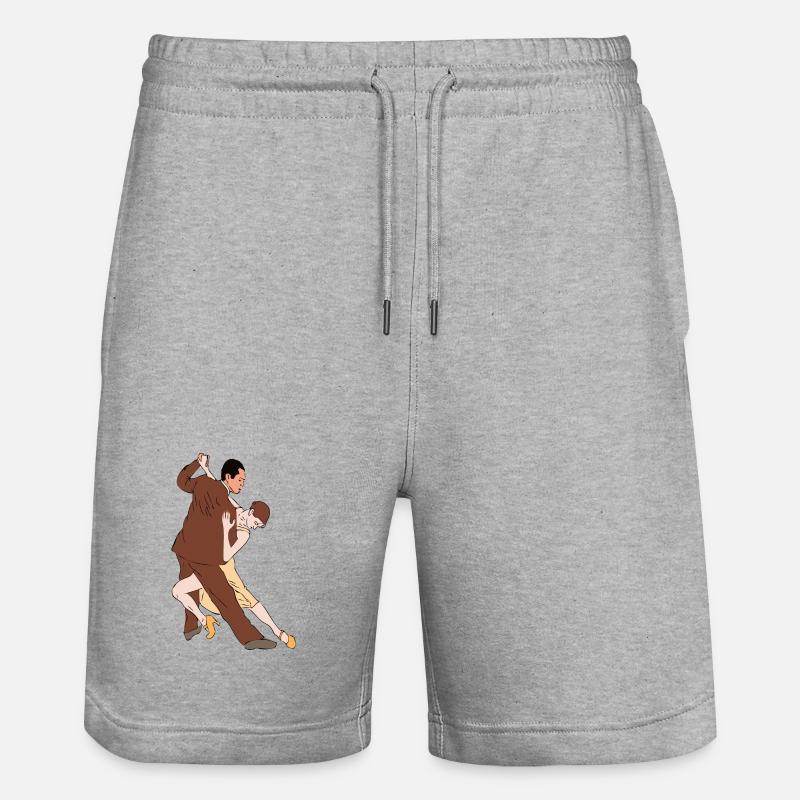Tango Duo im Silhouette-Stil - Stanley/Stella Unisex Bio Joggingshorts Trainer  - Grau meliert
