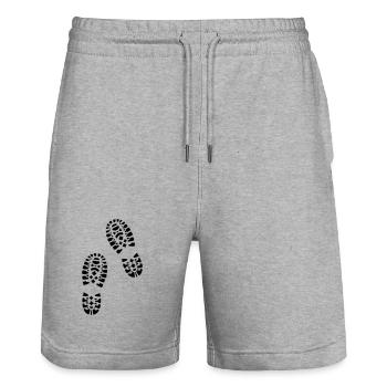 Wandern, Fußabdrücke, Hiking, footprints - Stanley/Stella Unisex Bio Joggingshorts Trainer  - Grau meliert - Vorne - Nik (191cm) & Marisol (170cm)