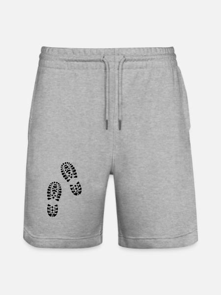 Wandern, Fußabdrücke, Hiking, footprints - Stanley/Stella Unisex Bio Joggingshorts Trainer - Grau meliert