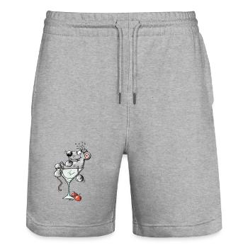 Beschwipste Cocktail Maus - Mäuse - Stanley/Stella Unisex Bio Joggingshorts Trainer  - Grau meliert - Vorne - Nik (191cm) & Marisol (170cm)