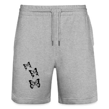 Schmetterlinge - Stanley/Stella Unisex Bio Joggingshorts Trainer  - Grau meliert - Vorne - Nik (191cm) & Marisol (170cm)