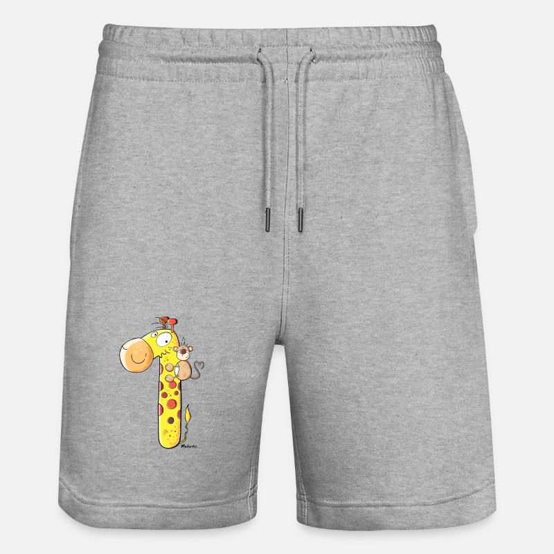 Singe sur Giraffe - Short de jogging bio TRAINER Stanley/Stella unisexe - gris chiné
