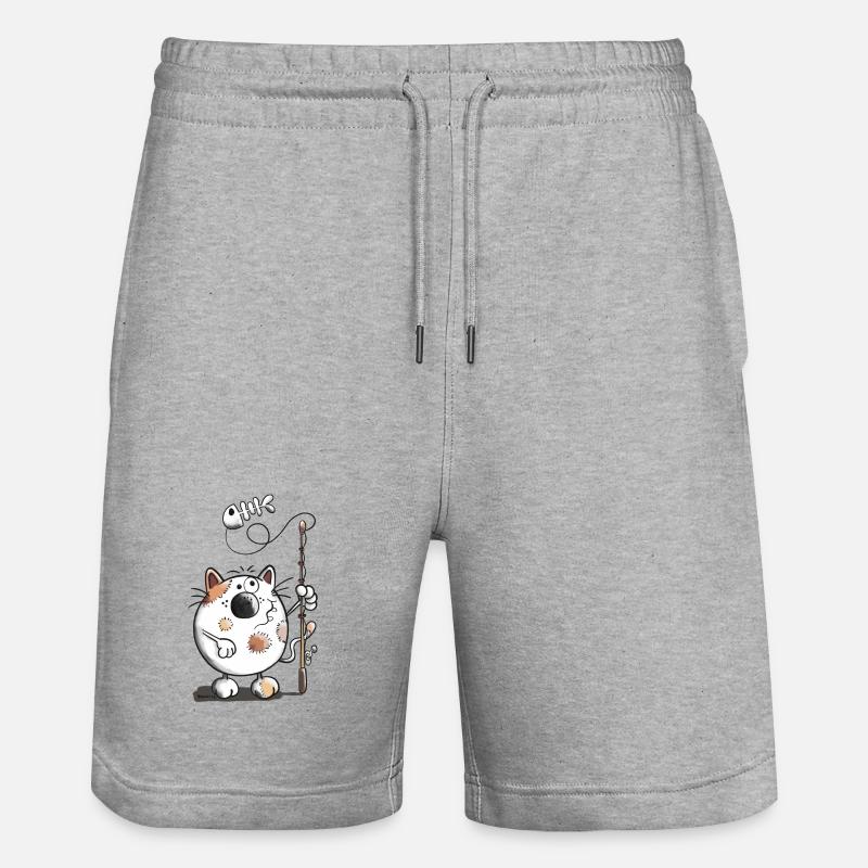 Mignon Chat et poisson - Short de jogging bio TRAINER Stanley/Stella unisexe - gris chiné
