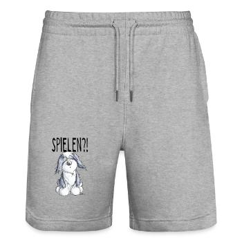 Verspielter Bearded Collie - Hund - Geschenk - Stanley/Stella Unisex Bio Joggingshorts Trainer  - Grau meliert - Vorne - Nik (191cm) & Marisol (170cm)