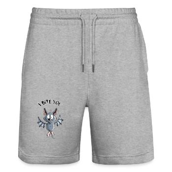I Bite You Fledermaus - Comic - Stanley/Stella Unisex Bio Joggingshorts Trainer  - Grau meliert - Vorne - Nik (191cm) & Marisol (170cm)