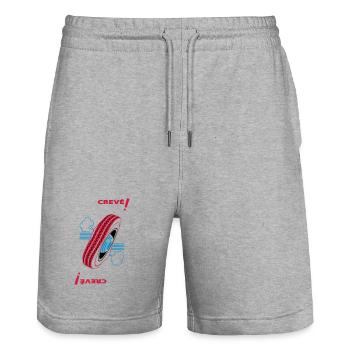 Tired! - Stanley/Stella Trainer Unisex Organic Jogging Shorts - heather grey - Front - Nik (191cm) & Marisol (170cm)