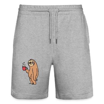 Tired Animal Lazy Sloth Late Riser Jungle - Stanley/Stella Trainer Unisex Organic Jogging Shorts - heather grey - Front - Nik (191cm) & Marisol (170cm)