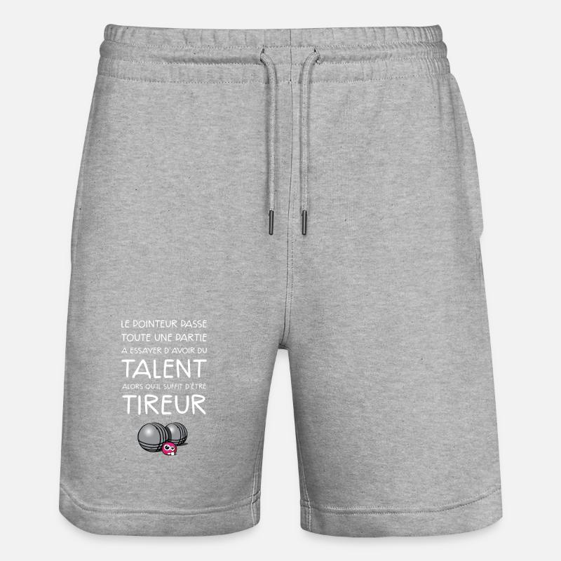 boules pétanque tireur dicton - Short de jogging bio TRAINER Stanley/Stella unisexe - gris chiné