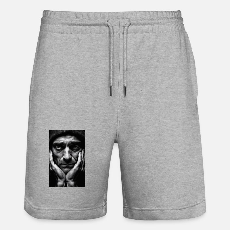 Thinking Guy - Stanley/Stella Unisex Bio Joggingshorts Trainer  - Grau meliert