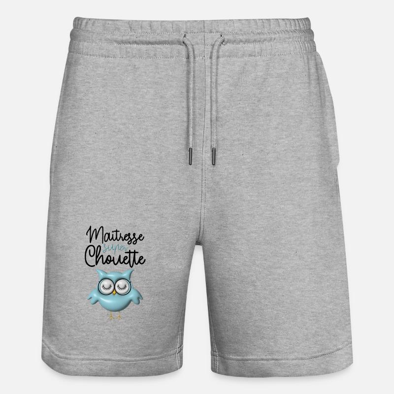 Maîtresse super chouette bleue 3D - Short de jogging bio TRAINER Stanley/Stella unisexe - gris chiné