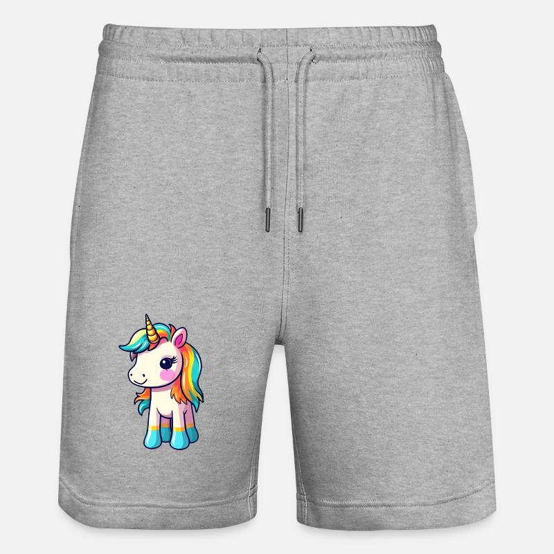 Einhorn-Pride-Design | Einhorn | Regenbogen - Stanley/Stella Unisex Bio Joggingshorts Trainer  - Grau meliert