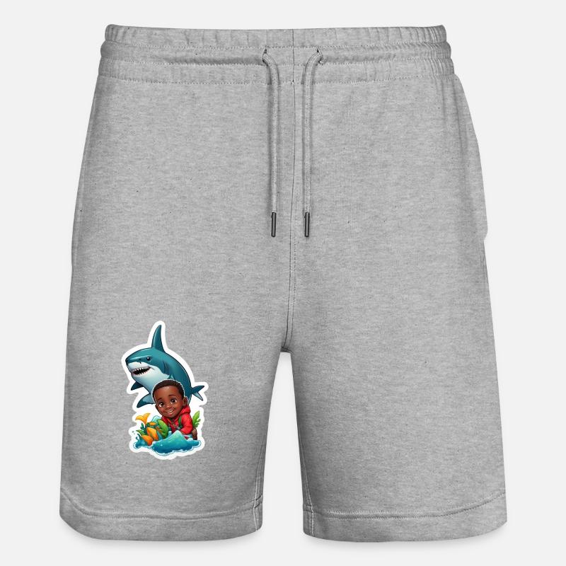 Aventure avec requin et enfant - Short de jogging bio TRAINER Stanley/Stella unisexe - gris chiné