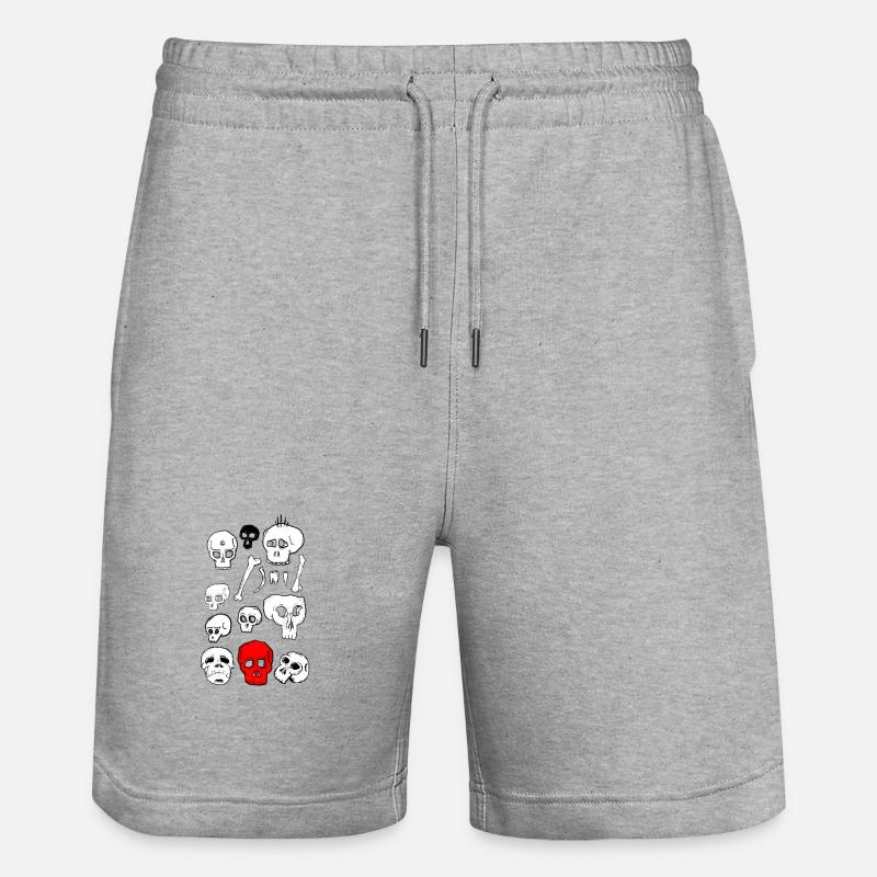 Skull-Design mit Farbkontrast - Stanley/Stella Unisex Bio Joggingshorts Trainer  - Grau meliert