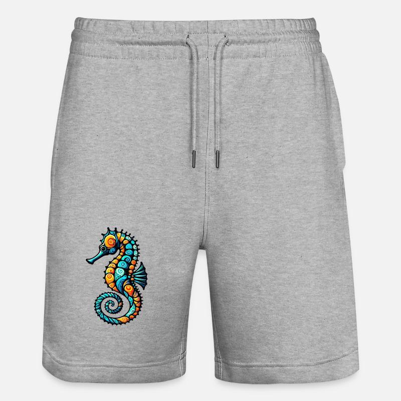 Seepferdchen - Stanley/Stella Unisex Bio Joggingshorts Trainer  - Grau meliert