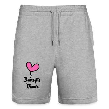 GRANNY. HAPPY BIRTHDAY. MOM. MOTHER'S DAY - Stanley/Stella Trainer Unisex Organic Jogging Shorts - heather grey - Front - Nik (191cm) & Marisol (170cm)