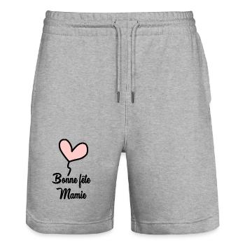 OMA. MUTTERTAG. ALLES GUTE ZUM OMA-TAG. ICH LIEBE DICH - Stanley/Stella Unisex Bio Joggingshorts Trainer  - Grau meliert - Vorne - Nik (191cm) & Marisol (170cm)