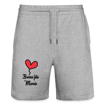 OMA. MUTTERTAG. ALLES GUTE ZUM GEBURTSTAG OMA. ICH LIEBE DICH - Stanley/Stella Unisex Bio Joggingshorts Trainer  - Grau meliert - Vorne - Nik (191cm) & Marisol (170cm)