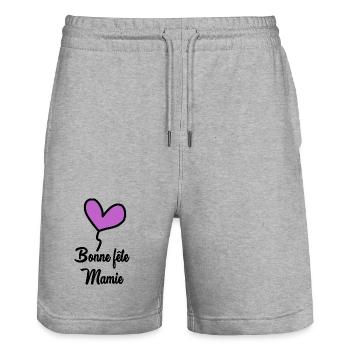 BONNE FÊTE MAMIE - Short de jogging bio TRAINER Stanley/Stella unisexe - gris chiné - Devant - Nik (191cm) & Marisol (170cm)