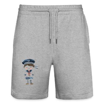 Sailor Comic Look - Stanley/Stella Trainer Unisex Organic Jogging Shorts - heather grey - Front - Nik (191cm) & Marisol (170cm)