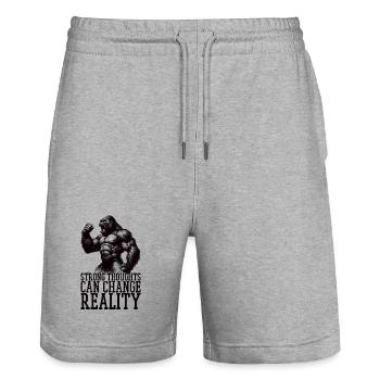 Starke Gedanken Gorilla Motivation Geschenk - Stanley/Stella Unisex Bio Joggingshorts Trainer  - Grau meliert - Vorne - Nik (191cm) & Marisol (170cm)
