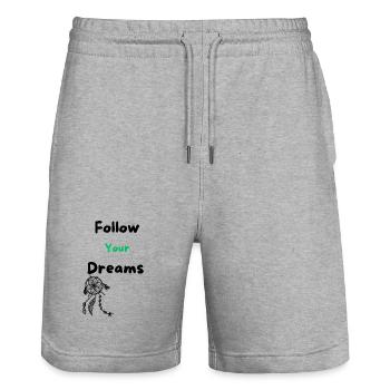 Follow your Dreams - Stanley/Stella Unisex Bio Joggingshorts Trainer  - Grau meliert - Vorne - Nik (191cm) & Marisol (170cm)