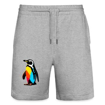 Pingouin - Short de jogging bio TRAINER Stanley/Stella unisexe - gris chiné - Devant - Nik (191cm) & Marisol (170cm)