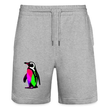 Pingouin - Short de jogging bio TRAINER Stanley/Stella unisexe - gris chiné - Devant - Nik (191cm) & Marisol (170cm)