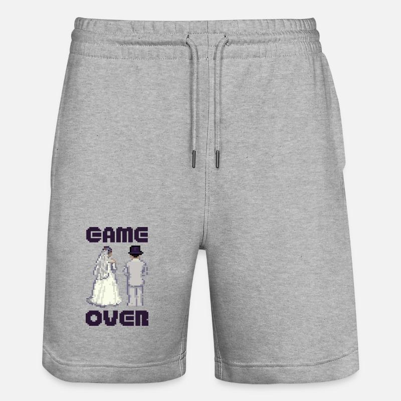 GAME OVER Junggesellenabschied Bräutigam - Stanley/Stella Unisex Bio Joggingshorts Trainer - Grau meliert