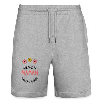 MAMAN. FÊTE DES MÈRES. BONNE FÊTE MAMAN. FÊTE - Short de jogging bio TRAINER Stanley/Stella unisexe - gris chiné - Devant - Nik (191cm) & Marisol (170cm)