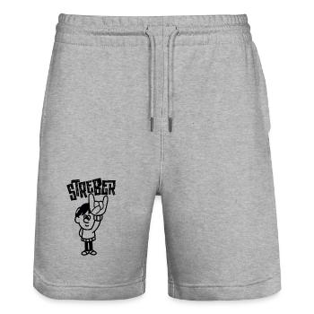 Lässige Handzeichen Illustration Streber  - Stanley/Stella Unisex Bio Joggingshorts Trainer  - Grau meliert - Vorne - Nik (191cm) & Marisol (170cm)
