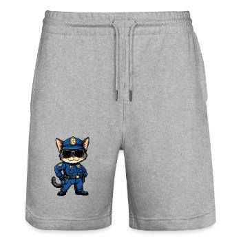 Polizei Katze - Stanley/Stella Unisex Bio Joggingshorts Trainer  - Grau meliert - Vorne - Nik (191cm) & Marisol (170cm)
