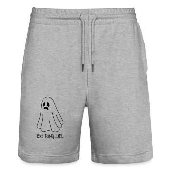 BOO RING LIFE Funny Ghost Halloween Shirt - Stanley/Stella Trainer Unisex Organic Jogging Shorts - heather grey - Front - Nik (191cm) & Marisol (170cm)