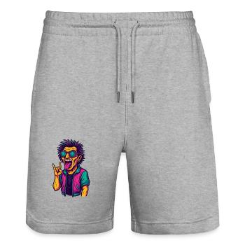 Soirée Techno Rave avec slogan EDM - Short de jogging bio TRAINER Stanley/Stella unisexe - gris chiné - Devant - Nik (191cm) & Marisol (170cm)