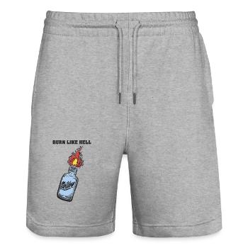 Flacon à motifs ardents avec flamme - Short de jogging bio TRAINER Stanley/Stella unisexe - gris chiné - Devant - Nik (191cm) & Marisol (170cm)
