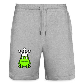 Grenouille Roi Couronne Drôle Mignon Bande Dessinée Grenouille Prince - Short de jogging bio TRAINER Stanley/Stella unisexe - gris chiné - Devant - Nik (191cm) & Marisol (170cm)