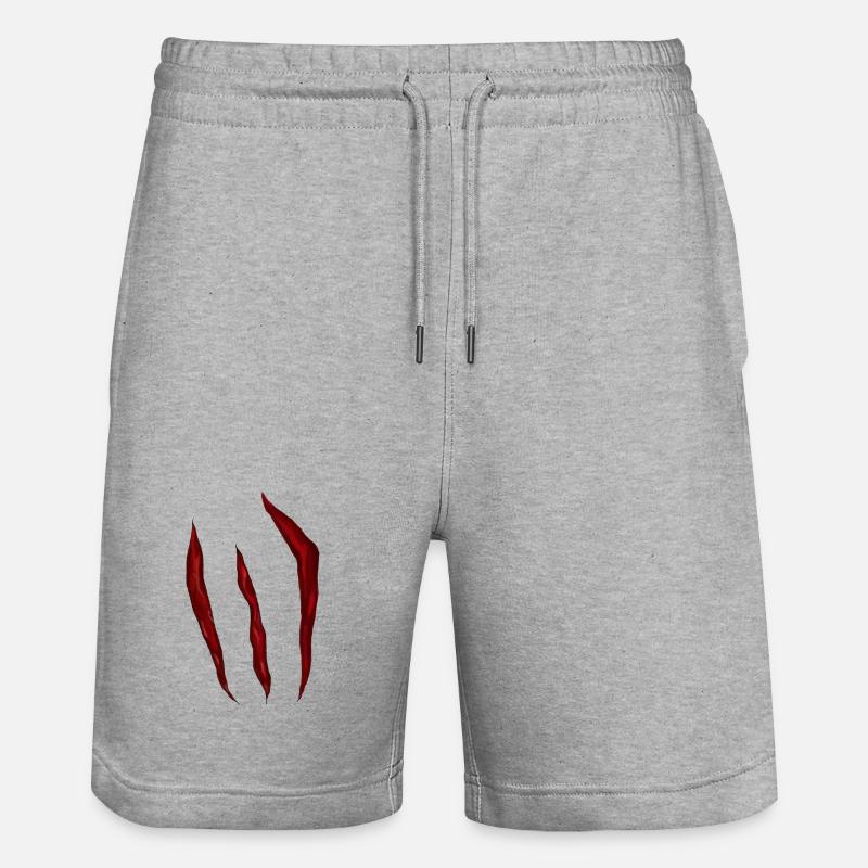 Blood-red scratch marks - Stanley/Stella Trainer Unisex Organic Jogging Shorts - heather grey