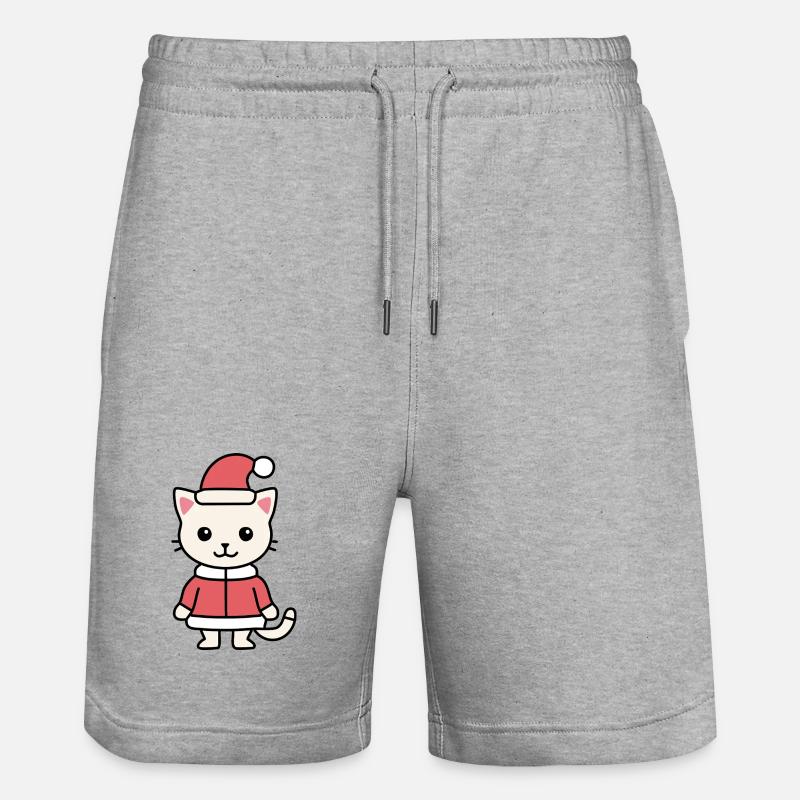 Chat câlin au look de Noël - Short de jogging bio TRAINER Stanley/Stella unisexe - gris chiné