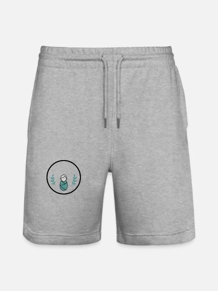 Gentle swaddling baby symbol individually customizable - Stanley/Stella Trainer Unisex Organic Jogging Shorts - heather grey