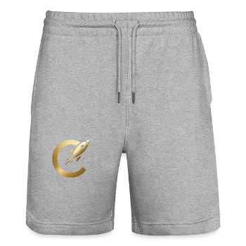 Copular Golden Rocket - Golden Rocket in C Circle - Stanley/Stella Trainer Unisex Organic Jogging Shorts - heather grey - Front - Nik (191cm) & Marisol (170cm)