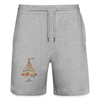 Kranwerk Bauwerk Illustration - Stanley/Stella Unisex Bio Joggingshorts Trainer  - Grau meliert - Vorne - Nik (191cm) & Marisol (170cm)