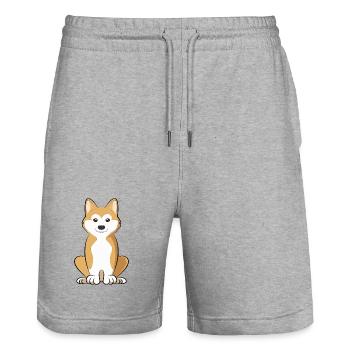 Akita Inu Chien Maman Fière Japonaise Akita Lover - Short de jogging bio TRAINER Stanley/Stella unisexe - gris chiné - Devant - Nik (191cm) & Marisol (170cm)