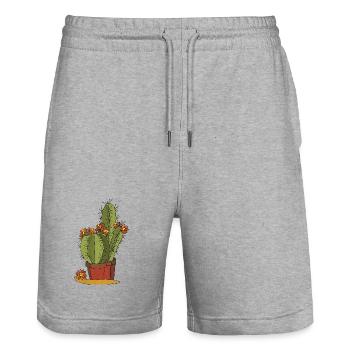 Blumen - Stanley/Stella Unisex Bio Joggingshorts Trainer  - Grau meliert - Vorne - Nik (191cm) & Marisol (170cm)