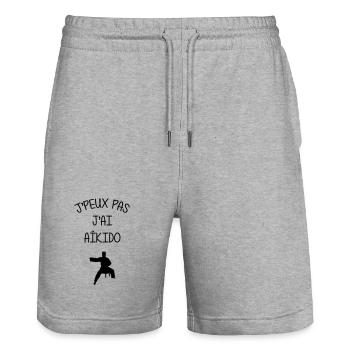 Ich kann nicht. Ich habe Aikido. - Stanley/Stella Unisex Bio Joggingshorts Trainer  - Grau meliert - Vorne - Nik (191cm) & Marisol (170cm)
