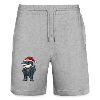 Noël Hiver du requin - Short de jogging bio TRAINER Stanley/Stella unisexe - gris chiné - Devant - Nik (191cm) & Marisol (170cm)